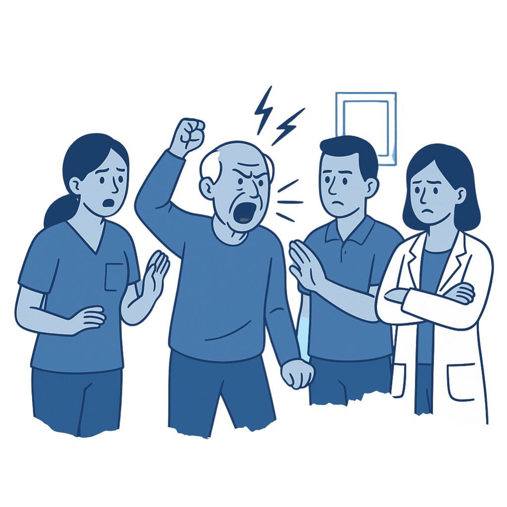 Verbale Aggression bei Demenz – Patient schreit Pflegekräfte an.